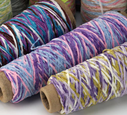 Anti Pilling 12nm Glitter Chenille Yarn Dyed And Raw White Ring Spun