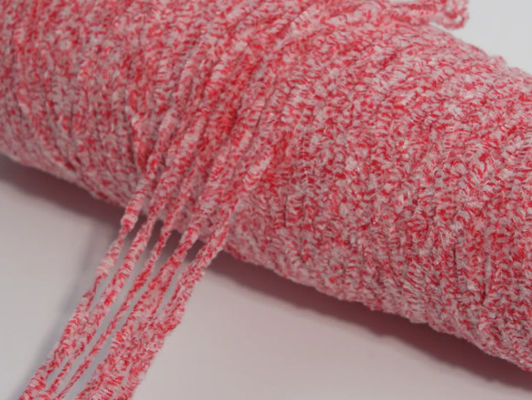 Two Mix Color Chenille Yarn Chunky Dyed 50% Polyester 50% Cotton Blended White Dot