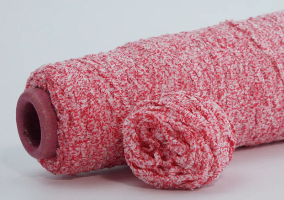 Two Mix Color Chenille Yarn Chunky Dyed 50% Polyester 50% Cotton Blended White Dot