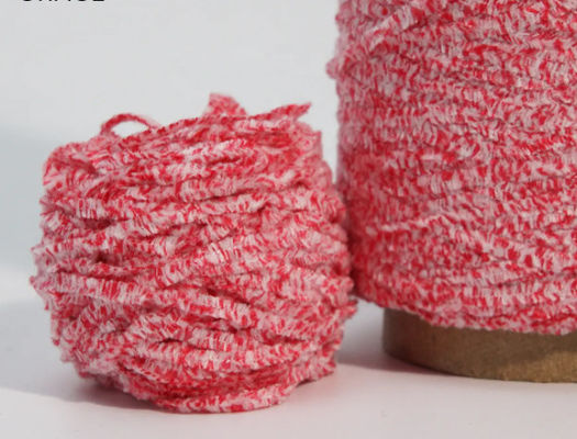 Two Mix Color Chenille Yarn Chunky Dyed 50% Polyester 50% Cotton Blended White Dot