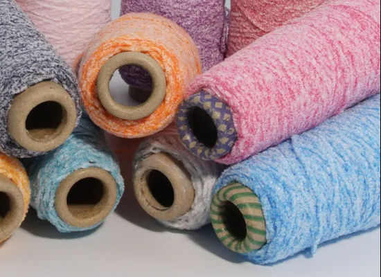 Two Mix Color Chenille Yarn Chunky Dyed 50% Polyester 50% Cotton Blended White Dot