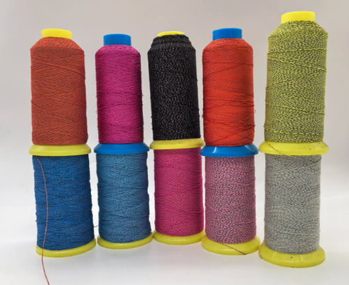 100% Polyester Colorful Rainbow Double Side Reflective Yarn For Knitting Wash Durability 0.25mm 0.5mm 1mm