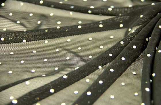 Four Side Elastic White Polyester Mesh Ironing Three Dimensional Diamond Yarn Colorful Stage Clothing