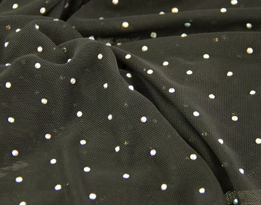 Four Side Elastic White Polyester Mesh Ironing Three Dimensional Diamond Yarn Colorful Stage Clothing